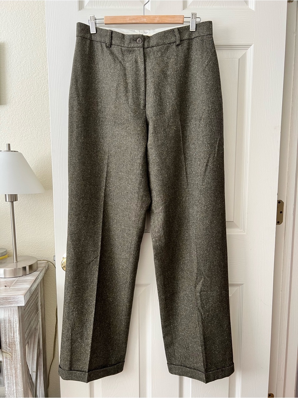 Isda & Co Classic Wool Blend Tailored Dress Pants - Olive Green Size 12